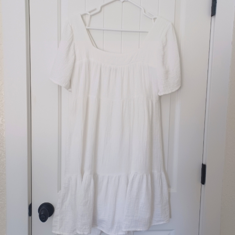 Rails, White Gauzy, Yiered, Lined Dress, Size Medium
